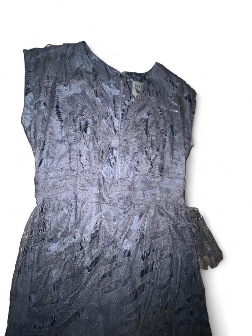 Anna Sui Black Textured V-Neck Short Dress - Picture 3 of 7